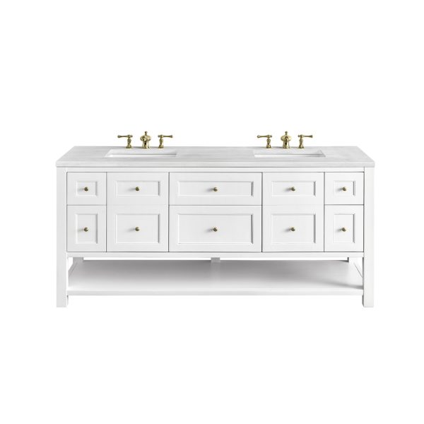 Breckenridge 72" Double Bathroom Vanity In Bright White With Arctic Fall Top