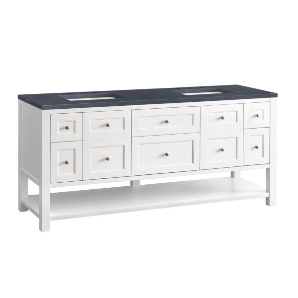 Breckenridge 72" Double Bathroom Vanity In Bright White With Charcoal Soapstone Top