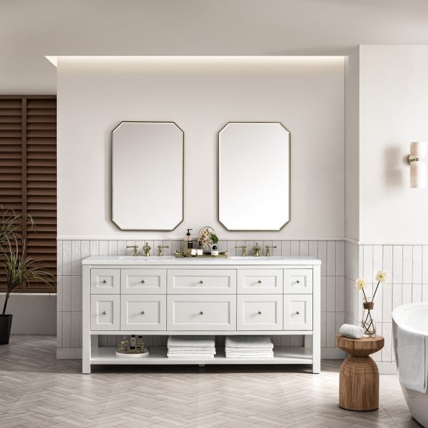 Breckenridge 72" Double Bathroom Vanity In Bright White With White Zeus Top