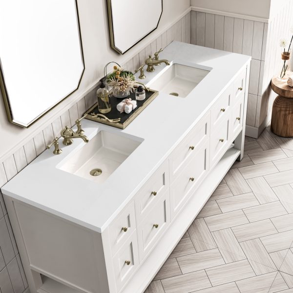 Breckenridge 72" Double Bathroom Vanity In Bright White With White Zeus Top