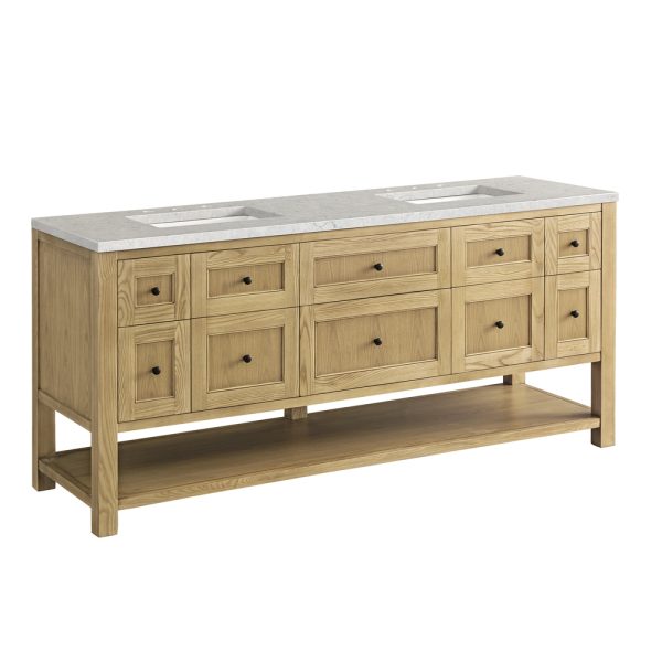 Breckenridge 72" Double Bathroom Vanity In Natural Light Oak With Eternal Jasmine Pearl Top