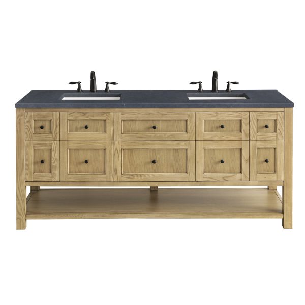 Breckenridge 72" Double Bathroom Vanity In Natural Light Oak With Charcoal Soapstone Top
