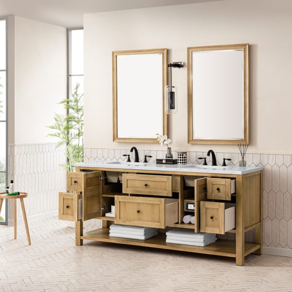 Breckenridge 72" Double Bathroom Vanity In Natural Light Oak With Ethereal Noctis Top