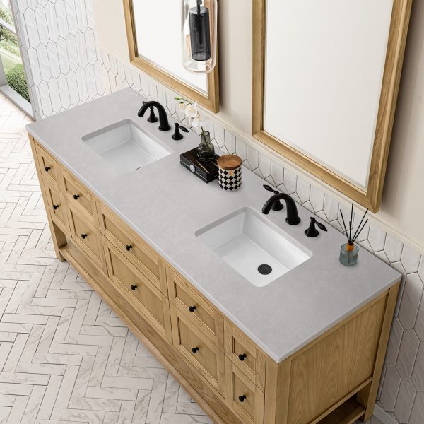 Breckenridge 72" Double Bathroom Vanity In Natural Light Oak With Eternal Serena Top