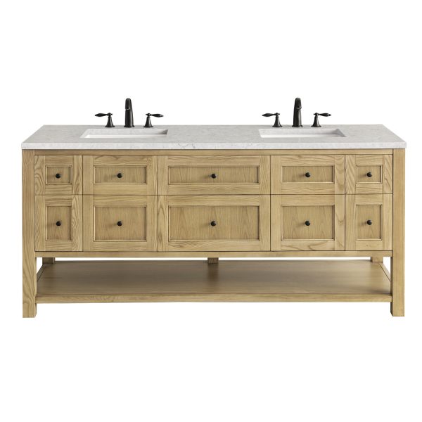 Breckenridge 72" Double Bathroom Vanity In Natural Light Oak With Eternal Jasmine Pearl Top