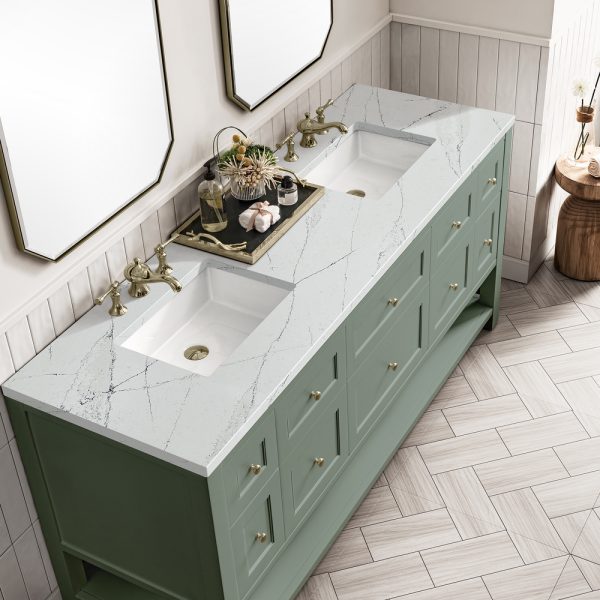 Breckenridge 72" Double Bathroom Vanity In Smokey Celadon With Ethereal Noctis Top