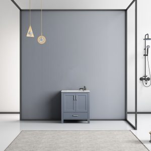 Jacques 30" Dark Grey Bathroom Vanity With Carrara Marble Top