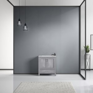 Jacques 30" Distressed Grey Bathroom Vanity With Carrara Marble Top