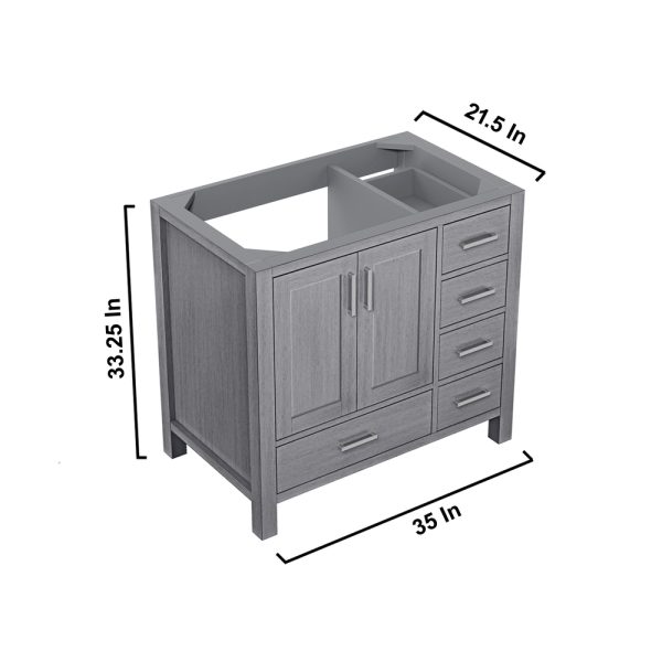 Jacques 36" Distressed Grey Bathroom Vanity Cabinet Left