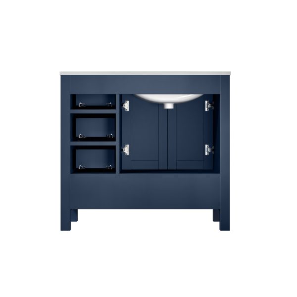 Jacques 36" Navy Blue Bathroom Vanity With Carrara Marble Top Left