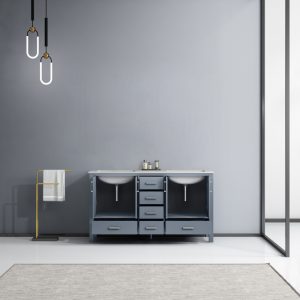 Jacques 60" Dark Grey Bathroom Vanity With Carrara Marble Top