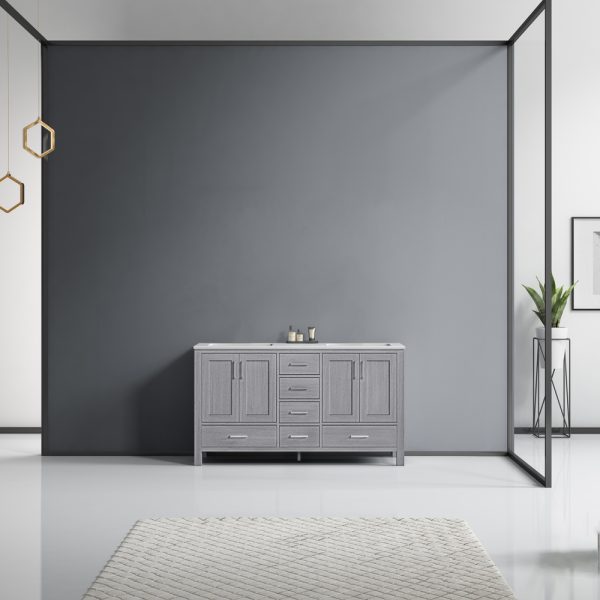 Jacques 60" Distressed Grey Bathroom Vanity With Carrara Marble Top