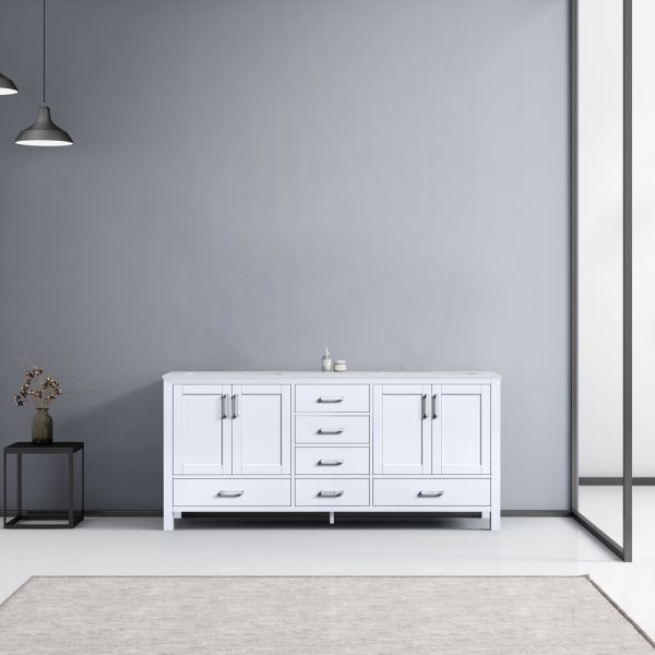 Jacques 72" White Bathroom Vanity With Carrara Marble Top