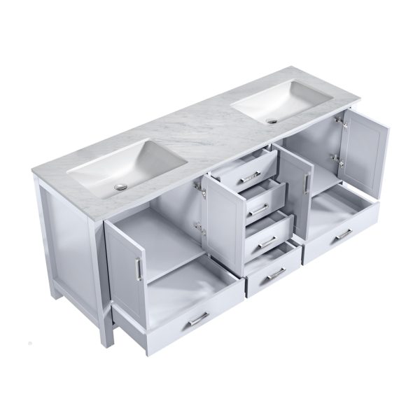 Jacques 72" White Bathroom Vanity With Carrara Marble Top