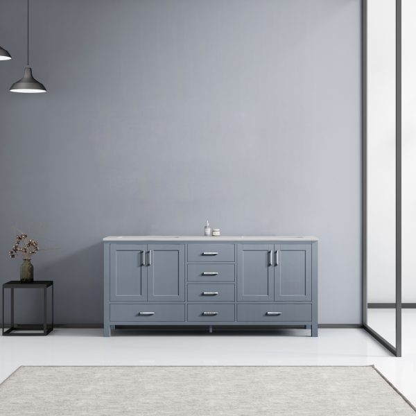 Jacques 72" Dark Grey Bathroom Vanity With Carrara Marble Top