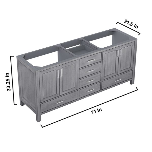 Jacques 72" Distressed Grey Bathroom Vanity Cabinet