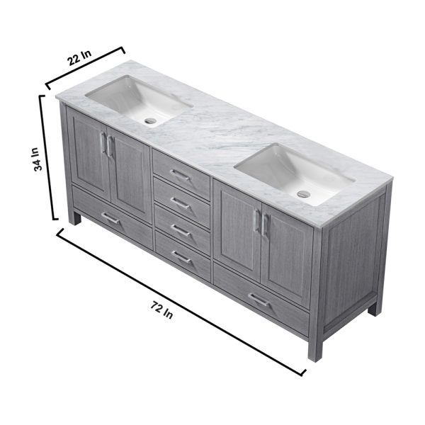 Jacques 72" White Bathroom Vanity With Carrara Marble Top