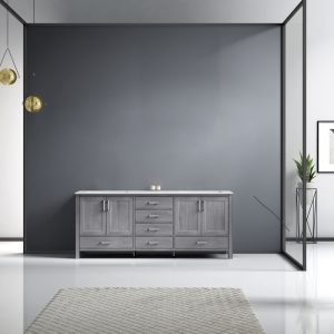 Jacques 80" Distressed Grey Bathroom Vanity With Carrara Marble Top