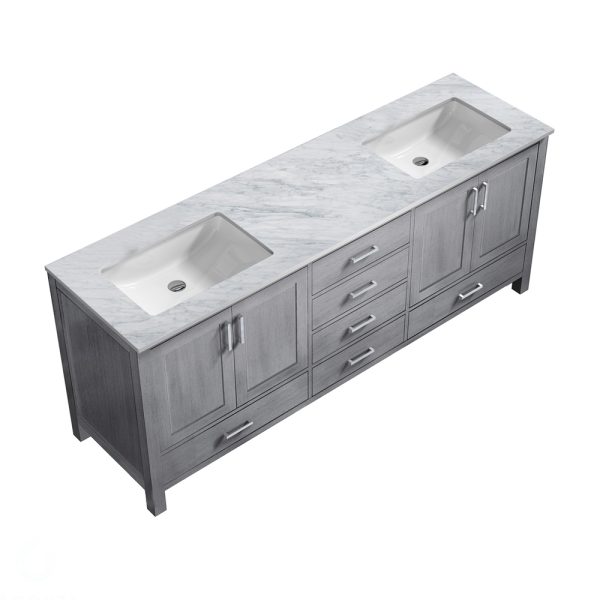 Jacques 80" Distressed Grey Bathroom Vanity With Carrara Marble Top