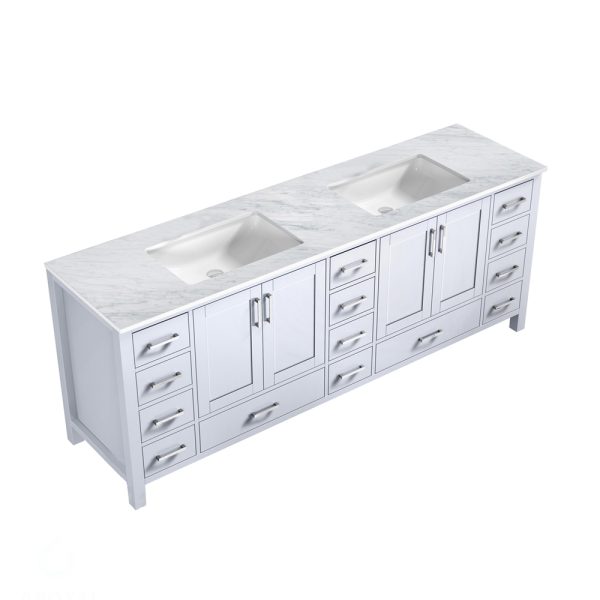 Jacques 84" White Bathroom Vanity With Carrara Marble Top