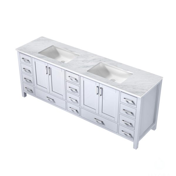 Jacques 84" White Bathroom Vanity With Carrara Marble Top