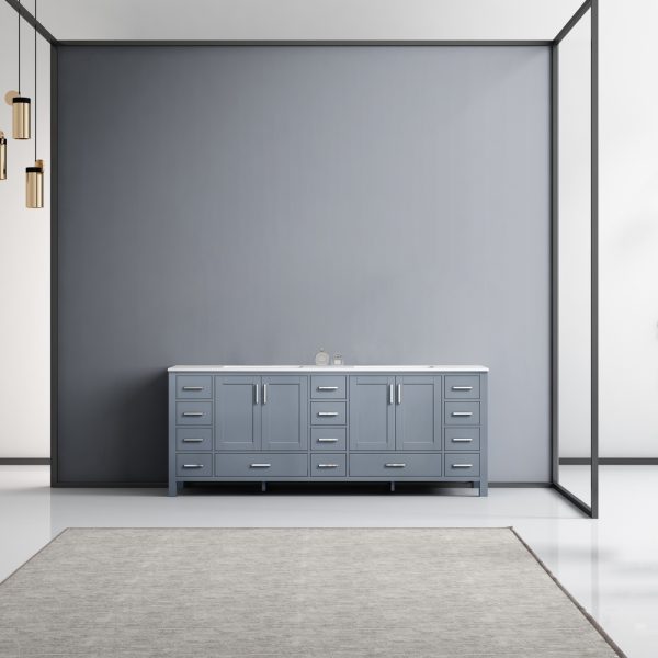 Jacques 84" Dark Grey Bathroom Vanity With Carrara Marble Top