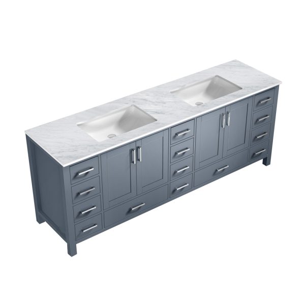 Jacques 84" Dark Grey Bathroom Vanity With Carrara Marble Top