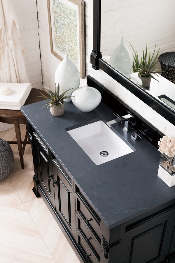 Brookfield 48 inch Bathroom Vanity in Antique Black With Charcoal Soapstone Quartz Top