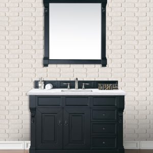 Brookfield 48 inch Bathroom Vanity in Antique Black With Arctic Fall Quartz Top