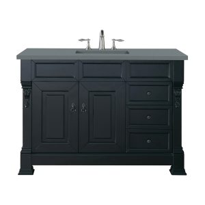 Brookfield 48 inch Bathroom Vanity in Antique Black With Cala Blue Quartz Top