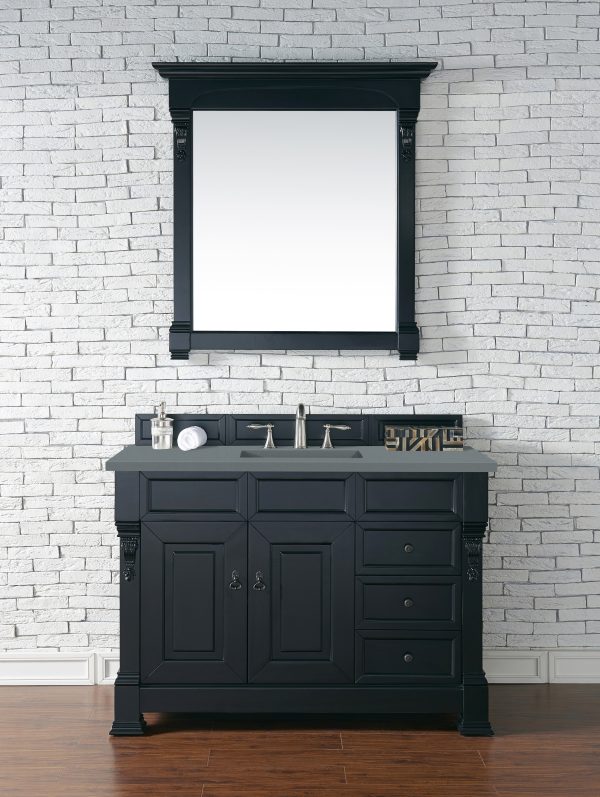 Brookfield 48 inch Bathroom Vanity in Antique Black With Cala Blue Quartz Top