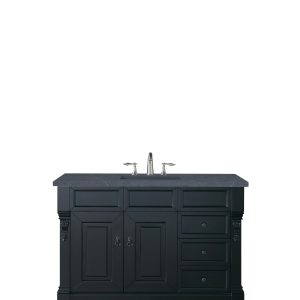 The Brookfield 48 inch Brookfield 48 inch Bathroom Vanity in Antique Black With Charcoal Soapstone Quartz Top