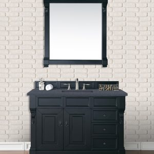 Brookfield 48 inch Bathroom Vanity in Antique Black With Charcoal Soapstone Quartz Top