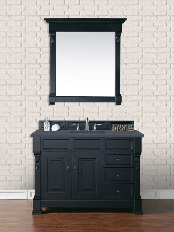 Brookfield 48 inch Bathroom Vanity in Antique Black With Charcoal Soapstone Quartz Top