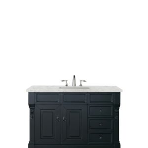 Brookfield 48 inch Bathroom Vanity in Antique Black With Eternal Jasmine Pearl Quartz Top