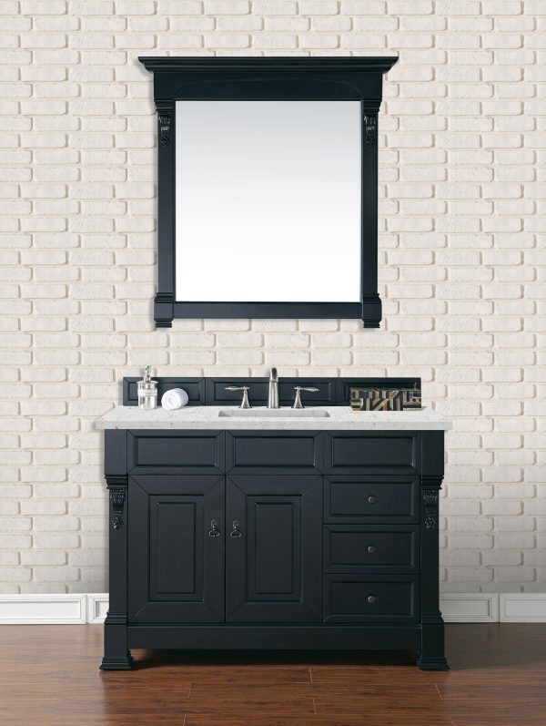 Brookfield 48 inch Bathroom Vanity in Antique Black With Eternal Jasmine Pearl Quartz Top