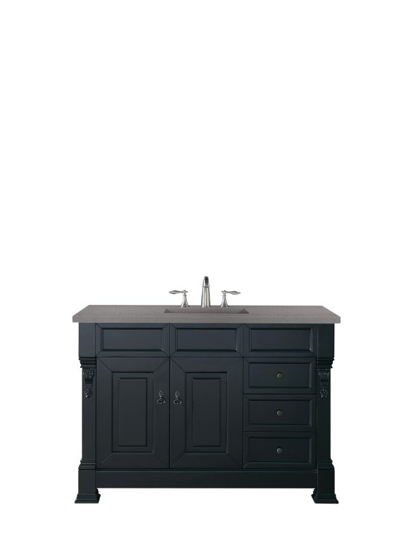 Brookfield 48 inch Bathroom Vanity in Antique Black With Grey Expo Quartz Top