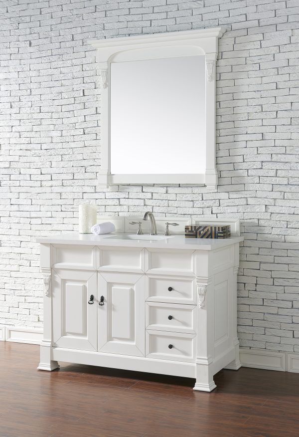 Brookfield 48 inch Bathroom Vanity in Bright White With White Quartz Top