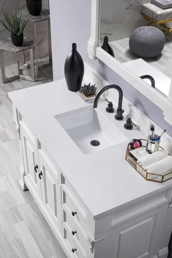 Brookfield 48 inch Bathroom Vanity in Bright White With White Quartz Top