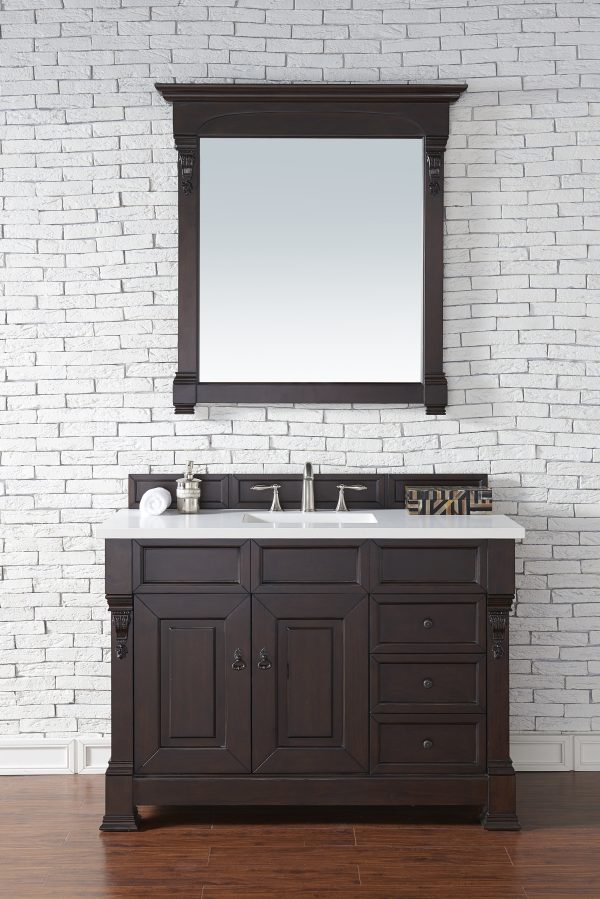 Brookfield 48 inch Bathroom Vanity in Burnished Mahogany With White Quartz Top