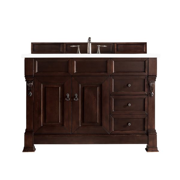 Brookfield 48 inch Bathroom Vanity in Burnished Mahogany With White Quartz Top