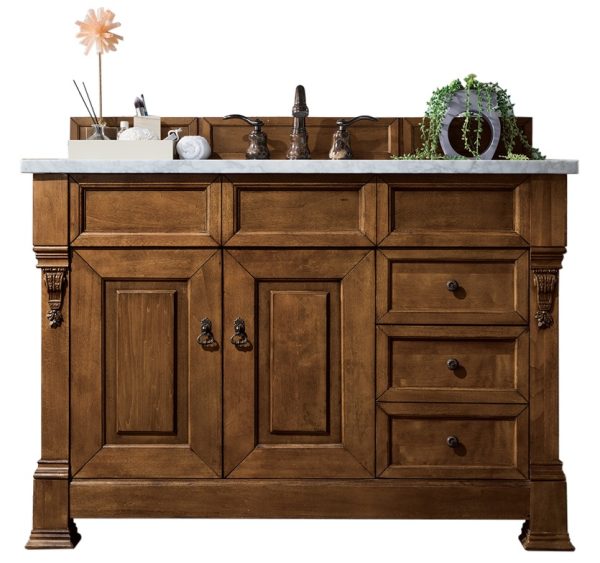 Brookfield 48 inch Bathroom Vanity in Country Oak With Arctic Fall Quartz Top