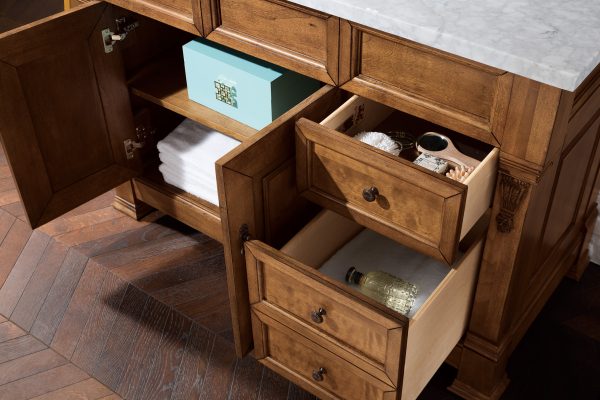 Brookfield 48 inch Bathroom Vanity in Country Oak With Carrara Marble Top Top