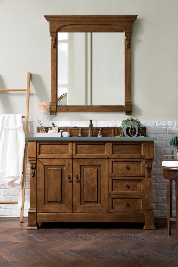 Brookfield 48 inch Bathroom Vanity in Country Oak With Cala Blue Quartz Top