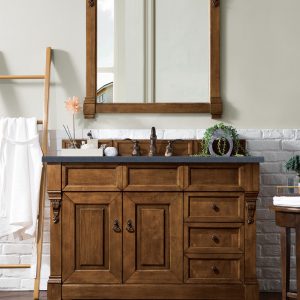 Brookfield 48 inch Bathroom Vanity in Country Oak With Charcoal Soapstone Quartz Top