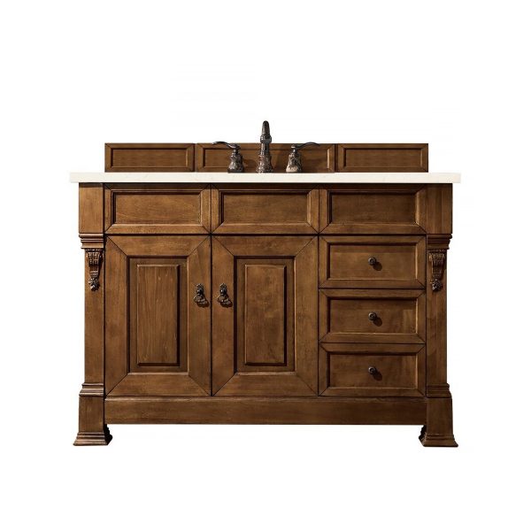 Brookfield 48 inch Bathroom Vanity in Country Oak With Eternal Marfil Quartz Top