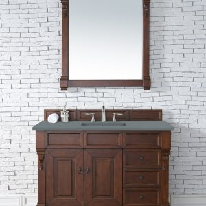Brookfield 48 inch Bathroom Vanity in Warm Cherry With Cala Blue Quartz Top
