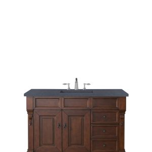 Brookfield 48 inch Bathroom Vanity in Warm Cherry With Charcoal Soapstone Quartz Top