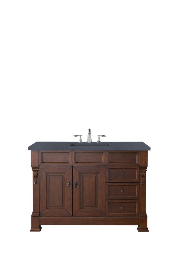 Brookfield 48 inch Bathroom Vanity in Warm Cherry With Charcoal Soapstone Quartz Top