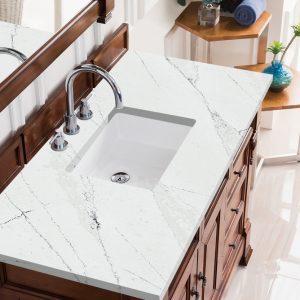Brookfield 48 inch Bathroom Vanity in Warm Cherry With Ethereal Noctis Quartz Top